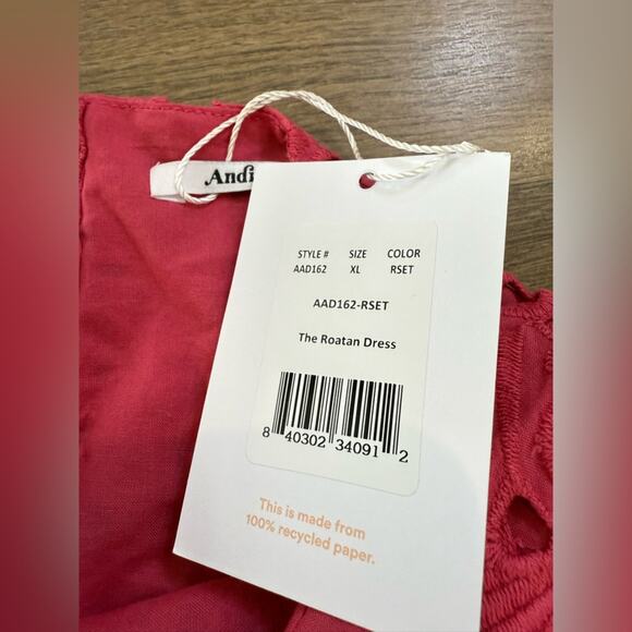 NWT Andie Swim The Roatan Midi Eyelet Open Back Dress Rosette Pink Size XL - Picture 8 of 12